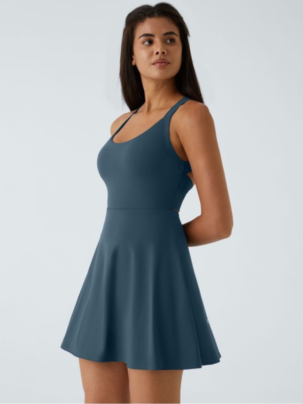 Women’s Scoop Neck Active Dress in Teal - Picture 2 of 16